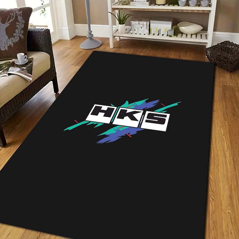 Outdoor Sport Area - 3D Racing H-HKS Print Area Rug