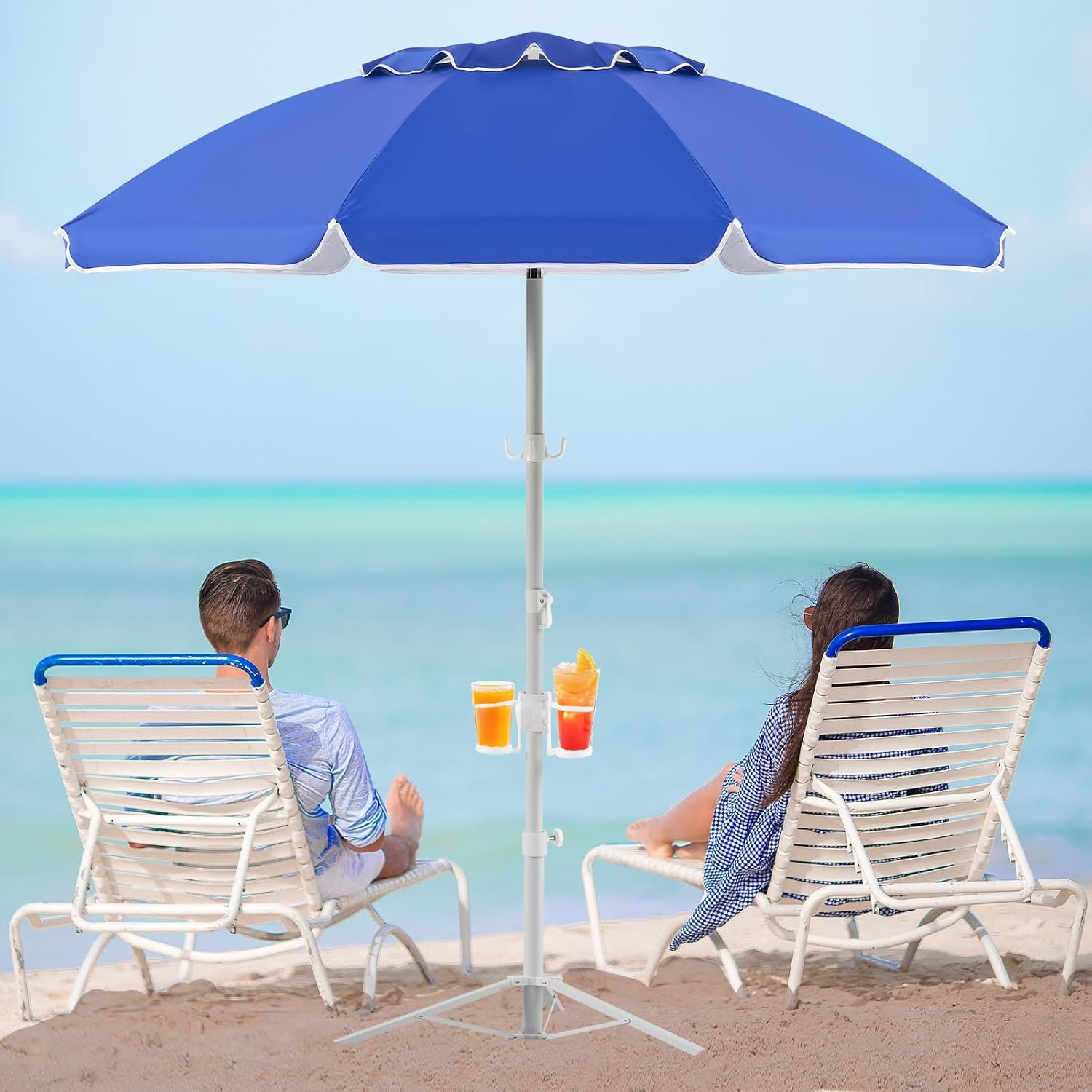 Outdoor Sports Umbrella - 6.5ft Portable Umbrella With Stand Folding