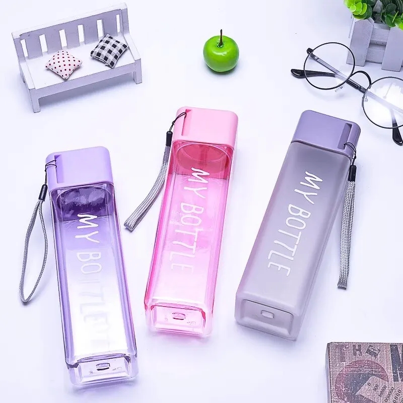450ml,1 Pcs Clear Square Drink - Outdoor Sport Glass Water Bottle 评论和价格