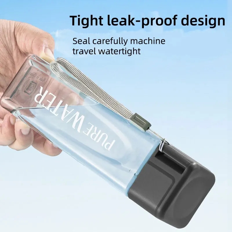 450ml,1 Pcs Clear Square Drink - Outdoor Sport Glass Water Bottle 评论和价格