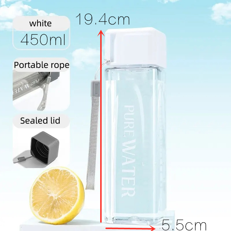 450ml,1pcs Clear Square Drinki - Outdoor Sport Glass Water Bottle 评论和价格
