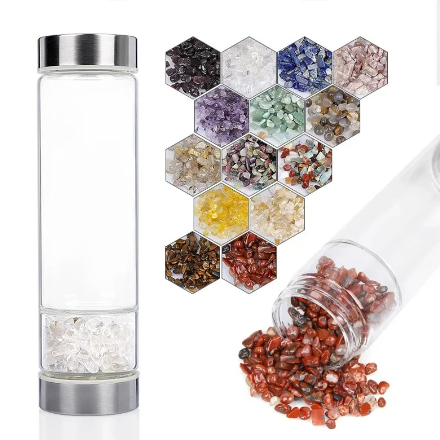 Large Diameter Crystal Natural - Outdoor Sport Glass Water Bottle 评论和价格