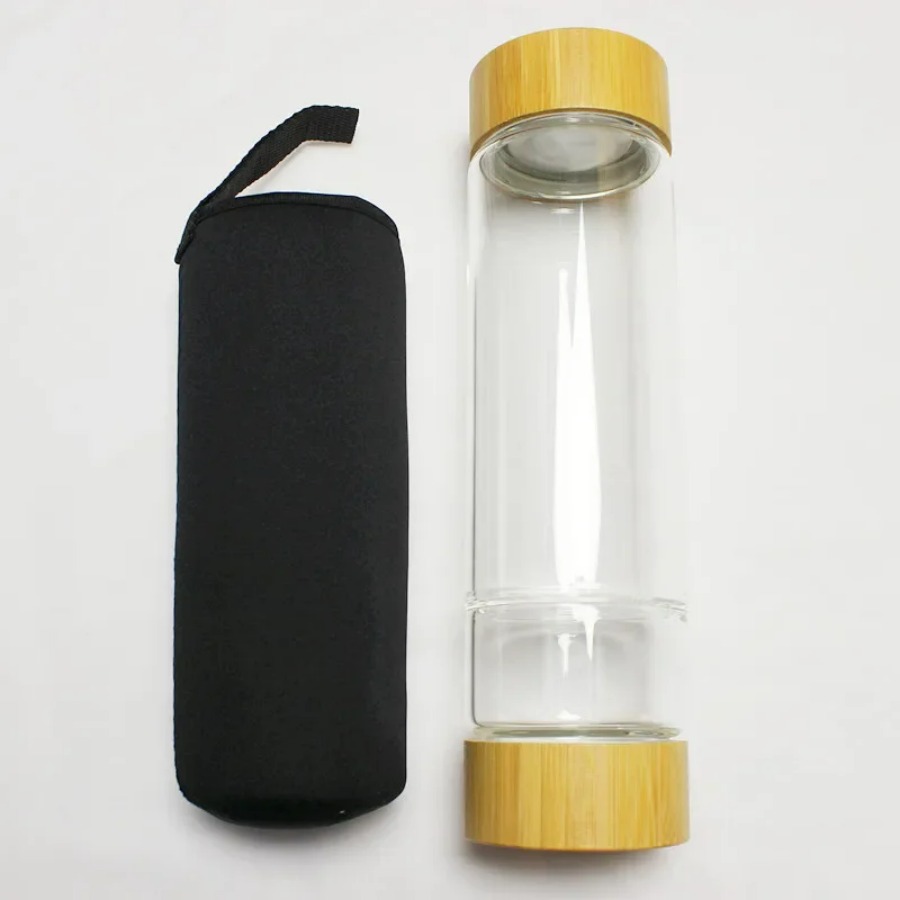 Large Diameter Crystal Natural - Outdoor Sport Glass Water Bottle 评论和价格