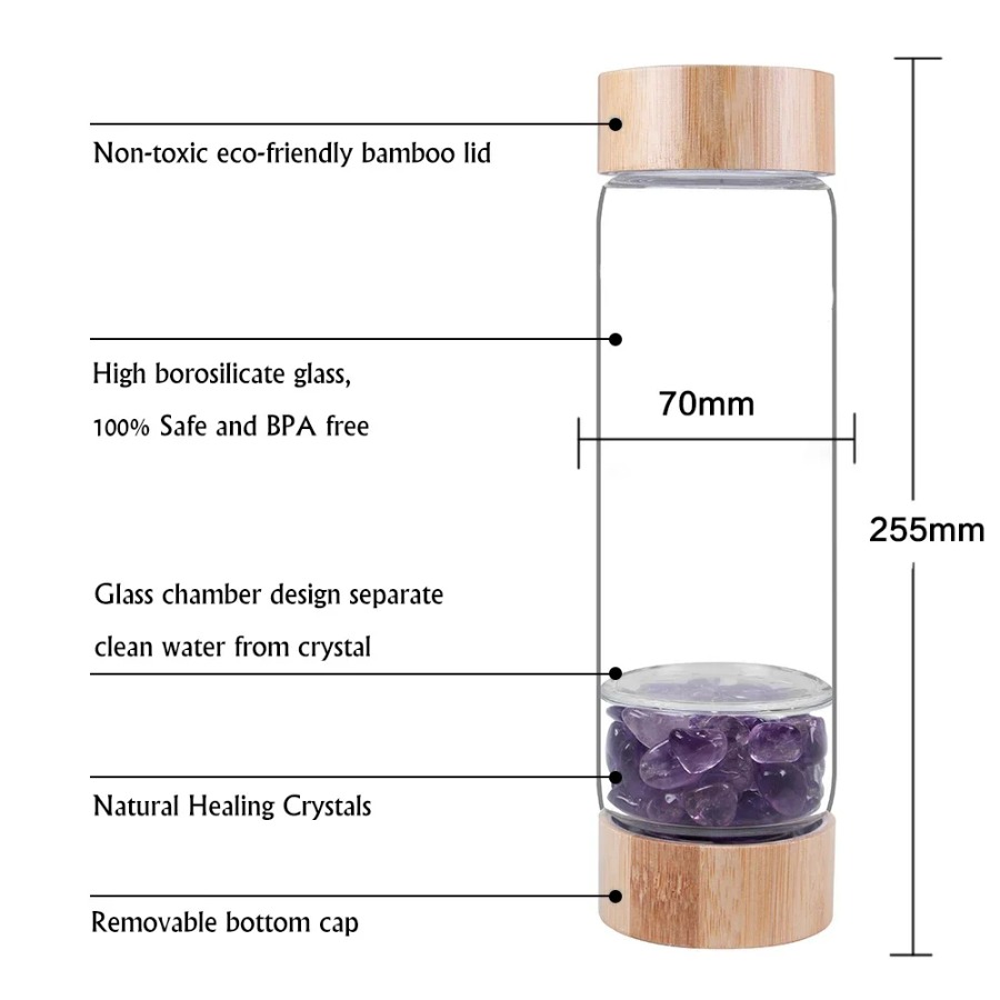 Large Diameter Crystal Natural - Outdoor Sport Glass Water Bottle 评论和价格