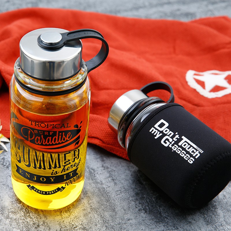 Portable 1000ml Glass Sports W - Outdoor Sport Glass Water Bottle 评论和价格