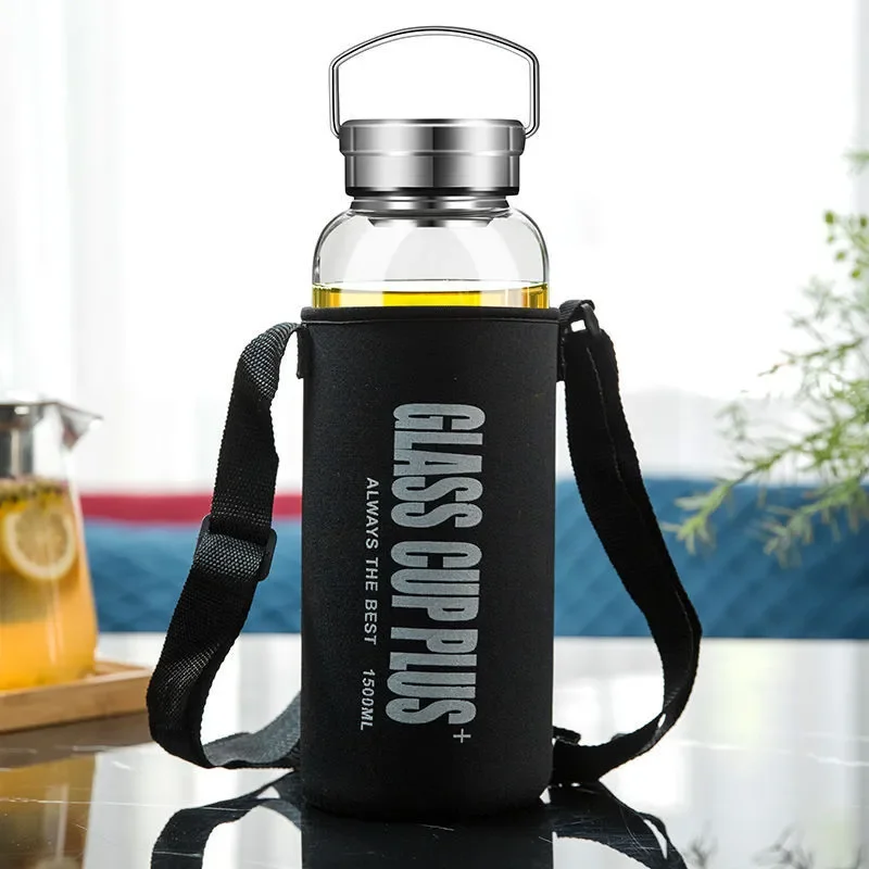 2L Glass Water Bottle with Str - Outdoor Sport Glass Water Bottle 评论和价格