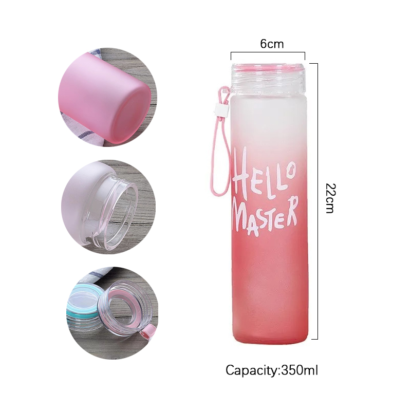 350ml Sport  Silicone Letter T - Outdoor Sport Glass Water Bottle 评论和价格