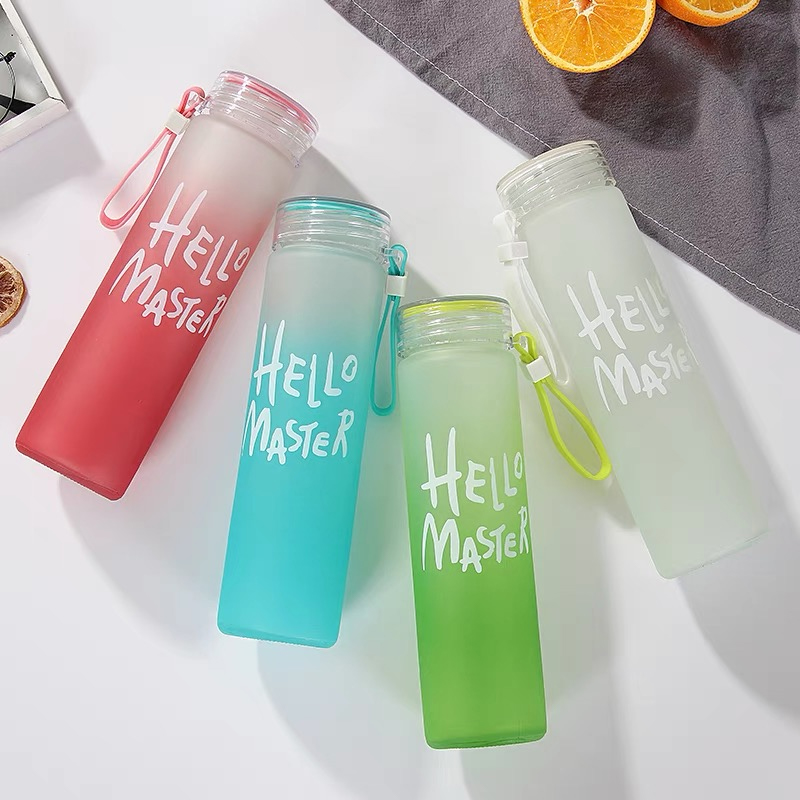 350ml Sport  Silicone Letter T - Outdoor Sport Glass Water Bottle 评论和价格